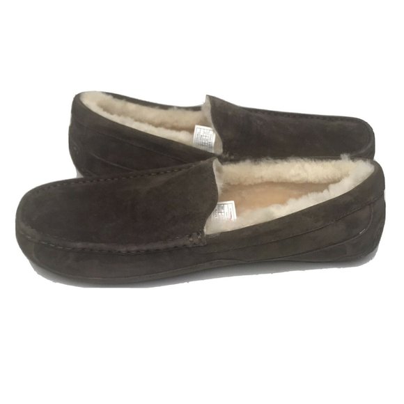 UGG Australia Ascot Brown Suede Slippers Sheep Sherling Fur Lining NWOB main image 9